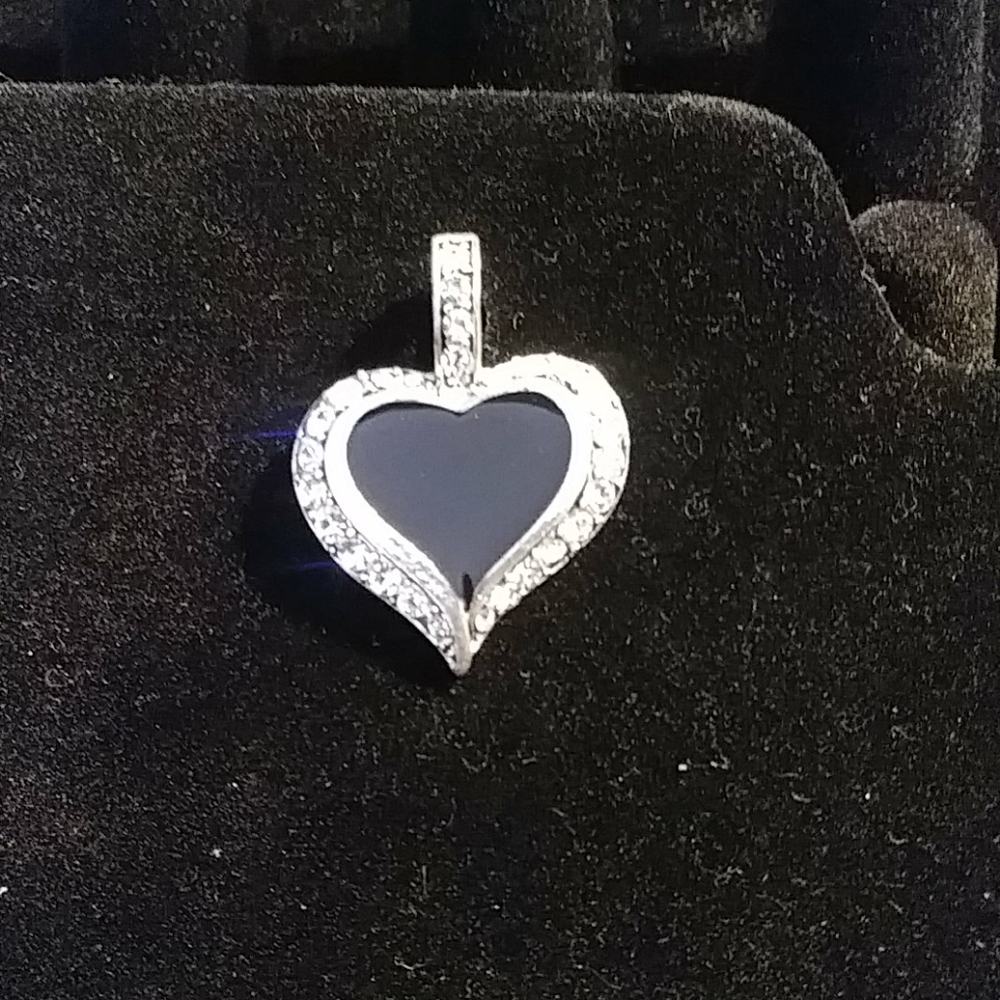 Onyz and Cubic Zirconia Sterling Silver Pendant